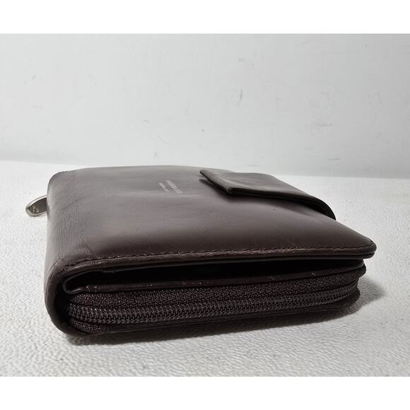 Mandarina Duck Bifold Zip Accordion Wallet Calfskin Leather Brown MD38 - Picture 5 of 12